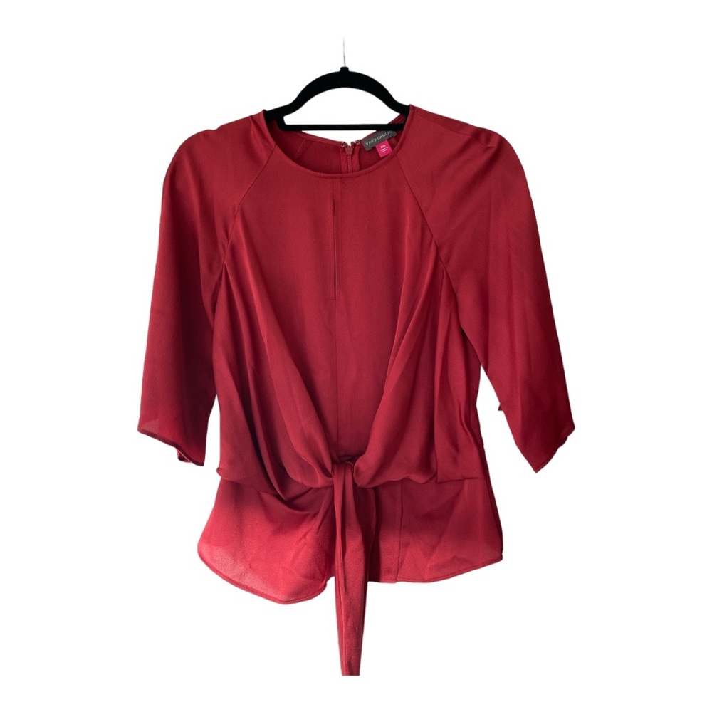 Vince Camuto women’s cranberry blouse, back zipper, front tie, 3/4 length sleeve